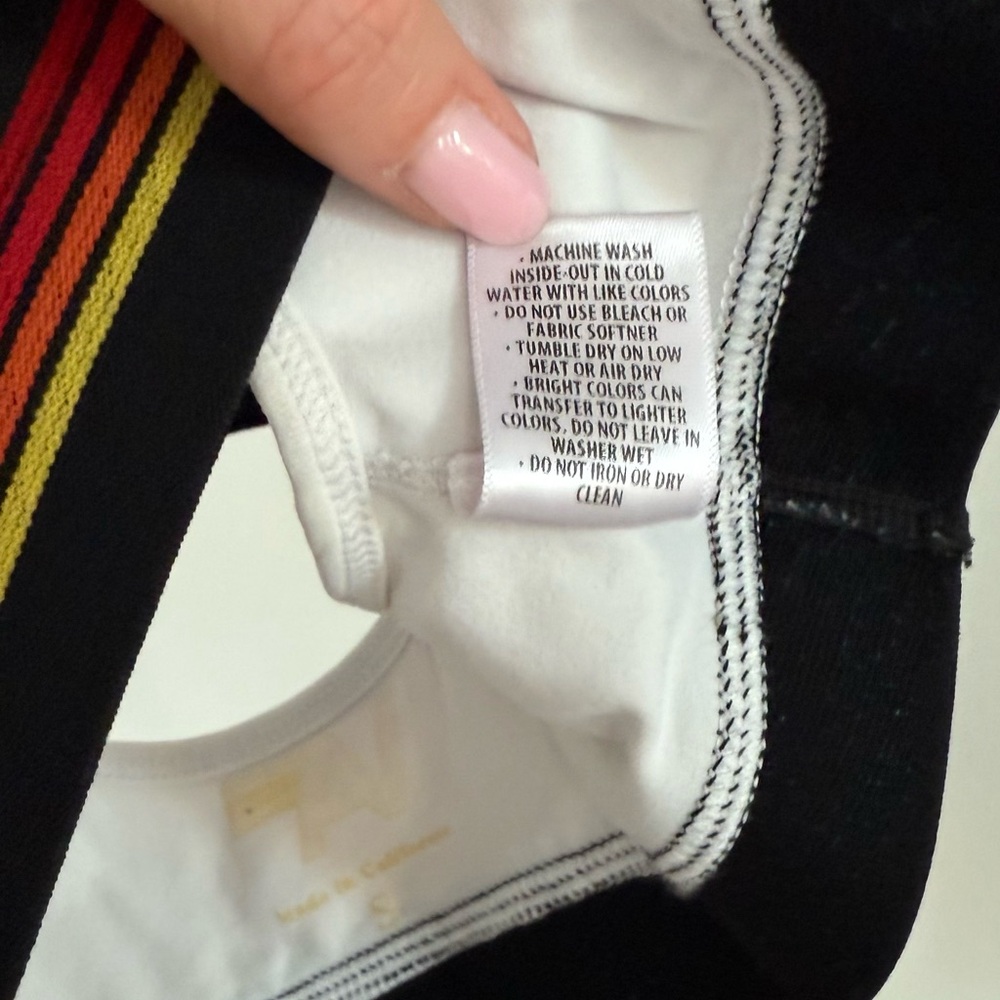 Aviator Nation 4 logo rainbow stripe set, elastic bra+biker shorts, white-size S - Picture 16 of 16